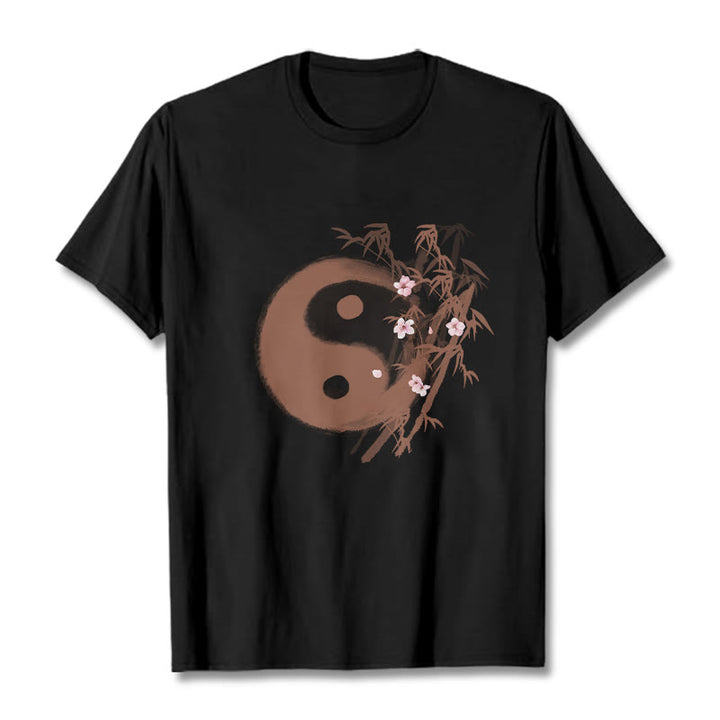 Buddha Stones 陰陽竹桜柄Tシャツ - 黒 - 2XL - image 3