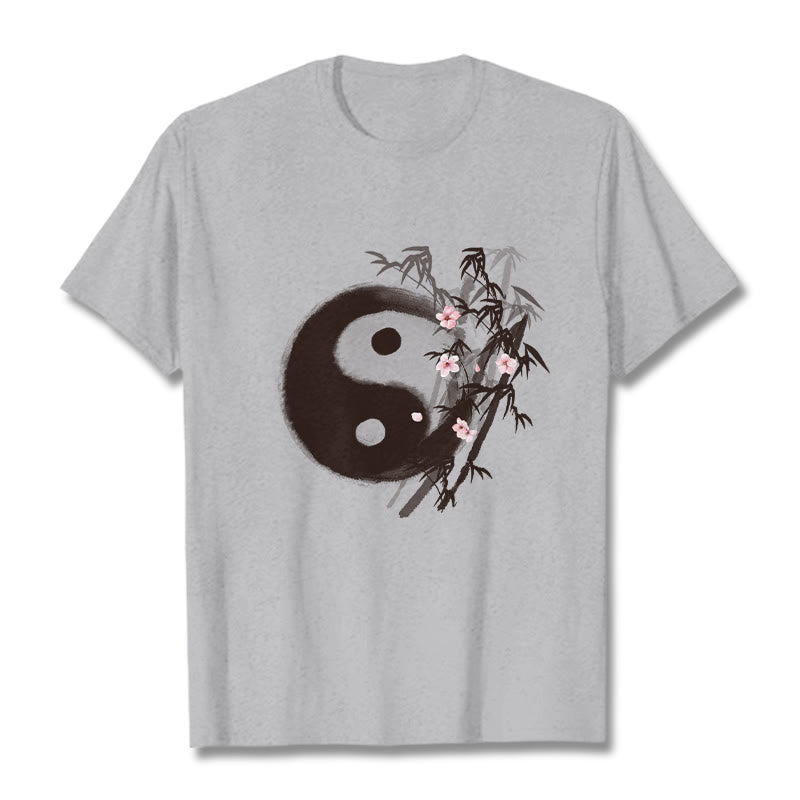 Buddha Stones 陰陽竹桜柄Tシャツ - ライトグレー - 2XL - image 18