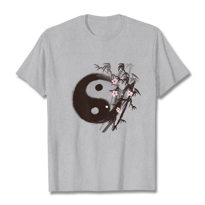 Buddha Stones 陰陽竹桜柄Tシャツ - ライトグレー - 2XL - image 18