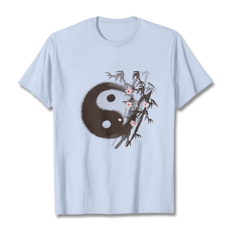 Buddha Stones 陰陽竹桜柄Tシャツ - ライトシアン - 2XL - image 17