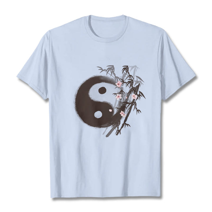 Buddha Stones 陰陽竹桜柄Tシャツ - ライトシアン - 2XL - image 17