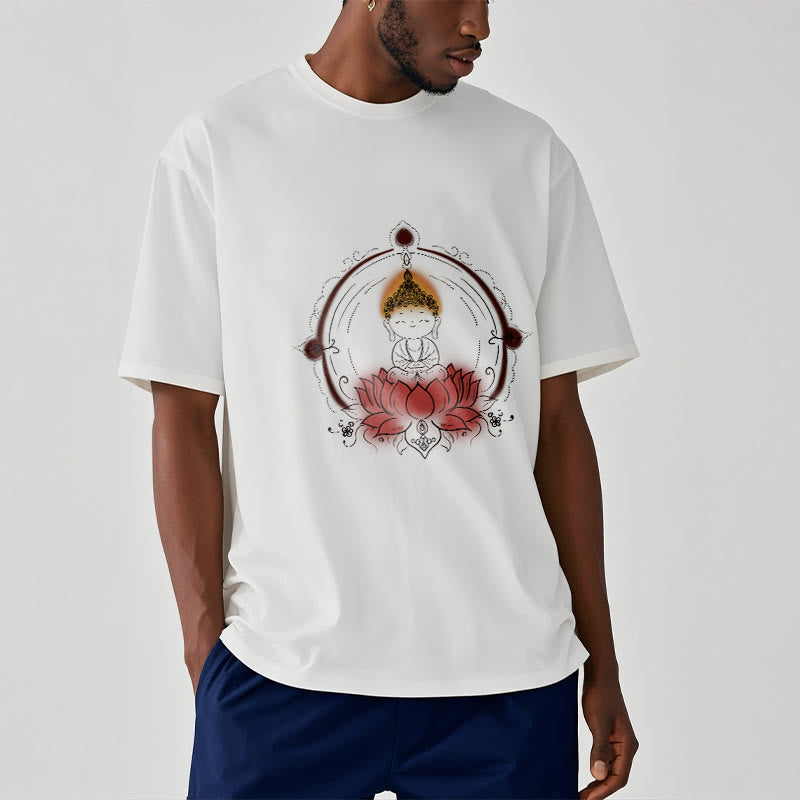 Buddha Stones喜びの仏陀 蓮の曼荼羅柄 Tシャツ - image 2