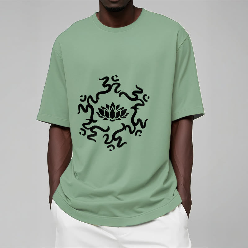 Buddha StonesOMシンボル 蓮の花柄Tシャツ - image 17