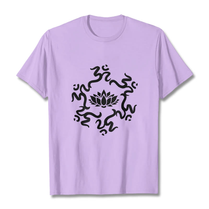 Buddha StonesOMシンボル 蓮の花柄Tシャツ - 梅 - 2XL - image 18