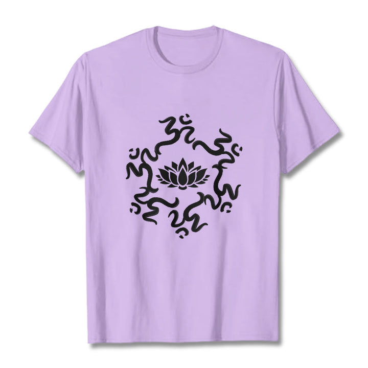 Buddha StonesOMシンボル 蓮の花柄Tシャツ - 梅 - 2XL - image 18
