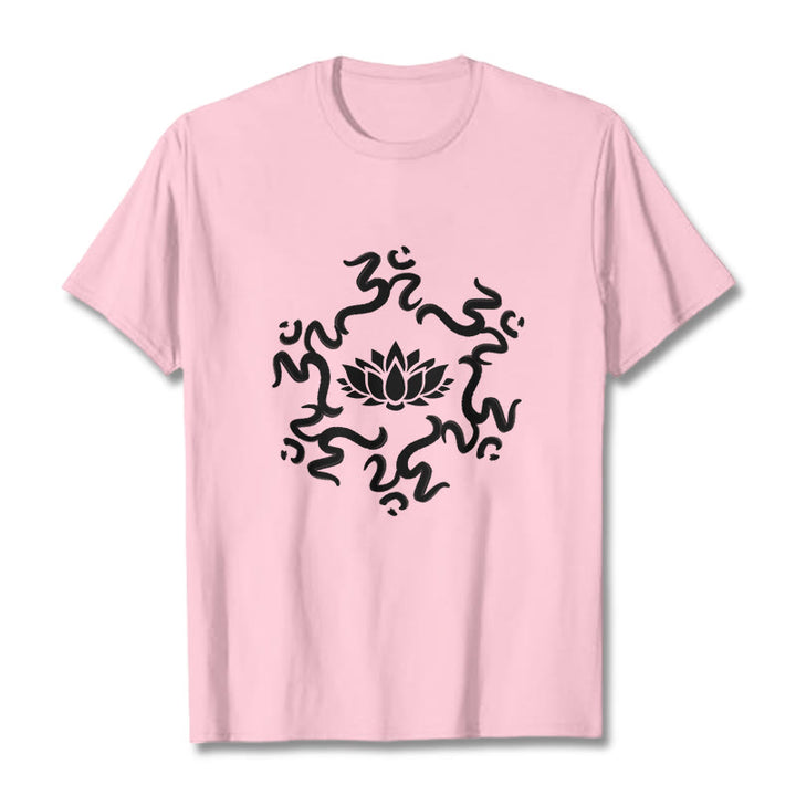 Buddha StonesOMシンボル 蓮の花柄Tシャツ - ライトピンク - 2XL - image 14