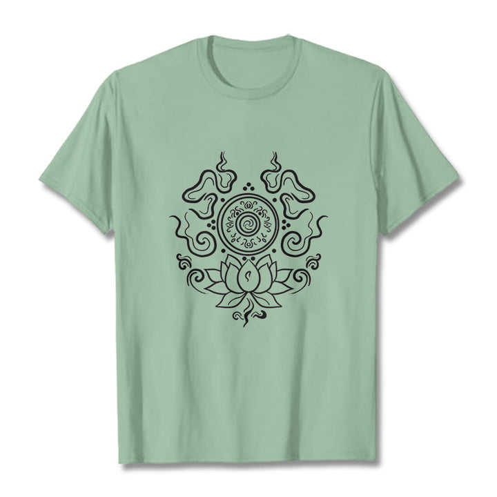 Buddha Stones法輪 蓮の花柄 Tシャツ - ペールグリーン - 2XL - image 15