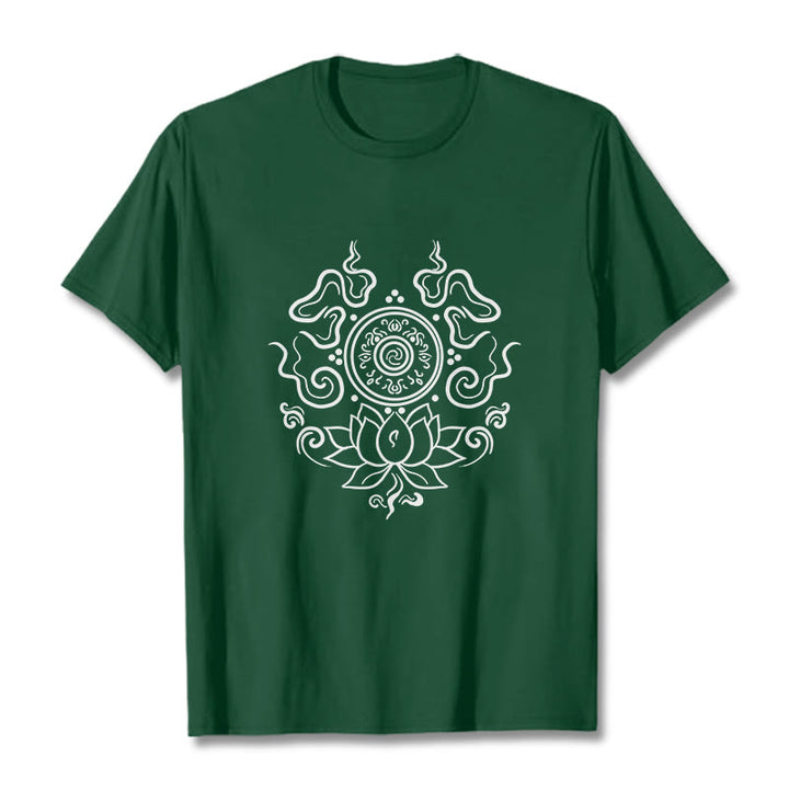 Buddha Stones法輪 蓮の花柄 Tシャツ - フォレストグリーン - 2XL - image 11