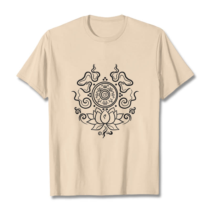 Buddha Stones法輪 蓮の花柄 Tシャツ - ビスク - 2XL - image 1