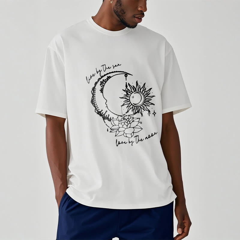 Buddha Stones、太陽、月、蓮の花柄Tシャツ - image 9
