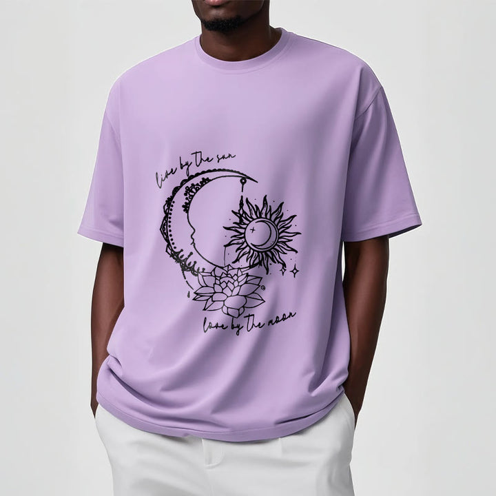 Buddha Stones、太陽、月、蓮の花柄Tシャツ - image 18