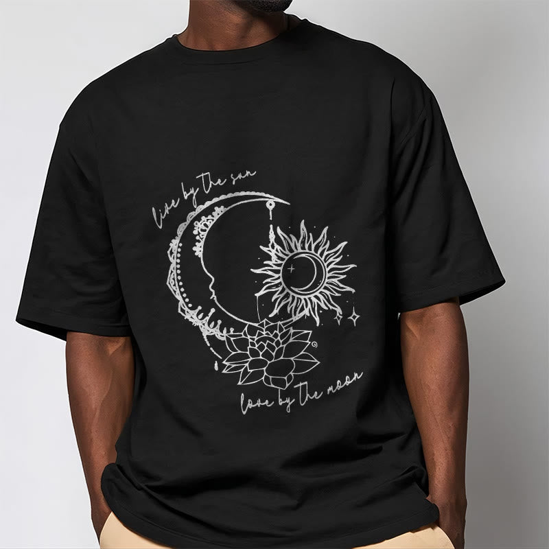 Buddha Stones、太陽、月、蓮の花柄Tシャツ - image 5