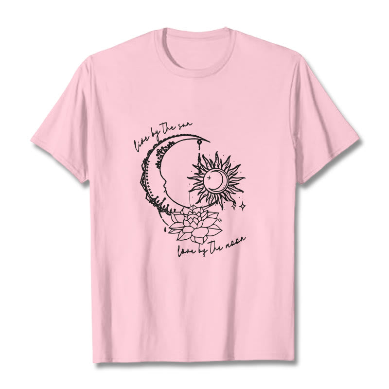 Buddha Stones、太陽、月、蓮の花柄Tシャツ - ライトピンク - 2XL - image 13