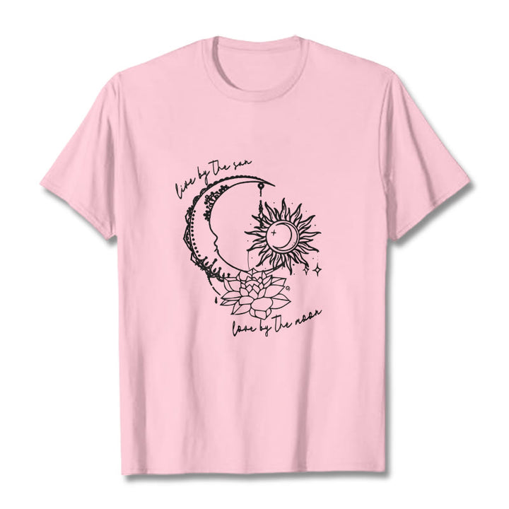Buddha Stones、太陽、月、蓮の花柄Tシャツ - ライトピンク - 2XL - image 13