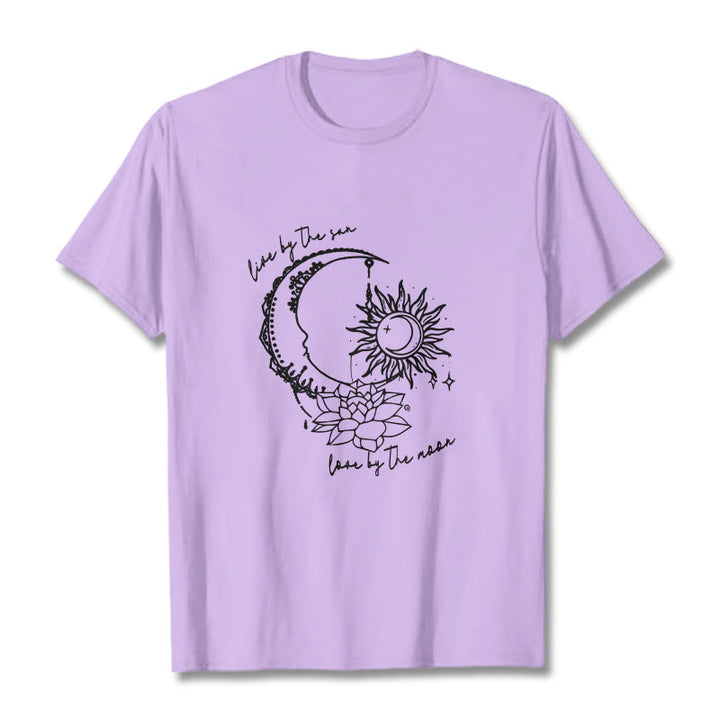Buddha Stones、太陽、月、蓮の花柄Tシャツ - 梅 - 2XL - image 17