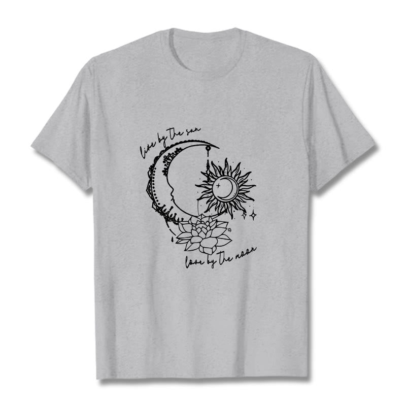 Buddha Stones、太陽、月、蓮の花柄Tシャツ - ライトグレー - 2XL - image 20