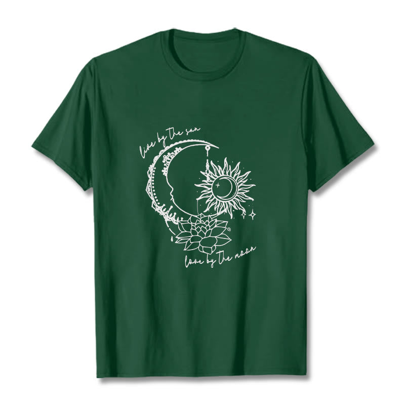 Buddha Stones、太陽、月、蓮の花柄Tシャツ - フォレストグリーン - 2XL - image 1