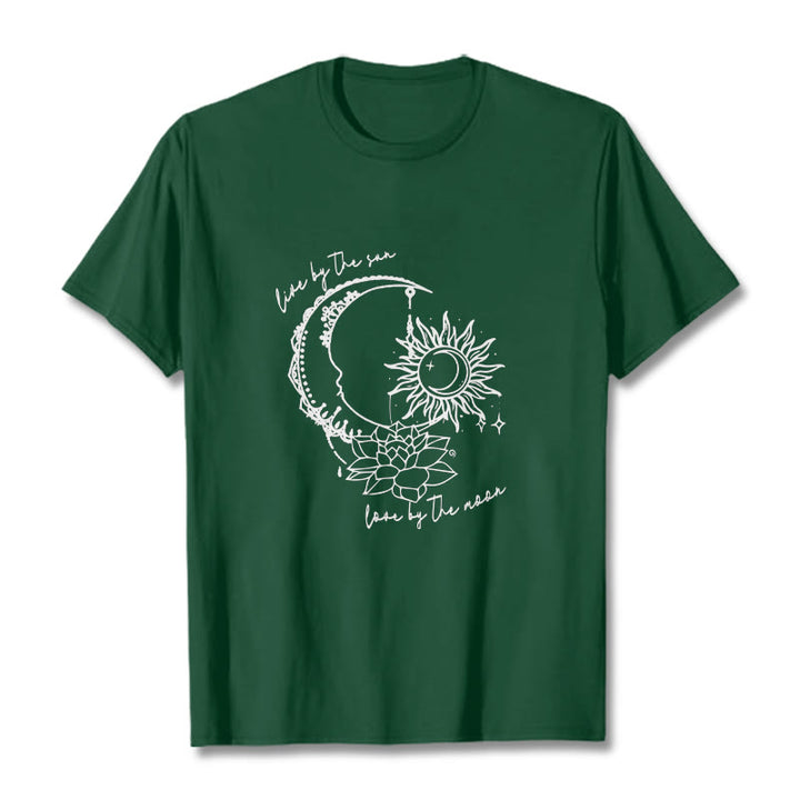 Buddha Stones、太陽、月、蓮の花柄Tシャツ - フォレストグリーン - 2XL - image 1
