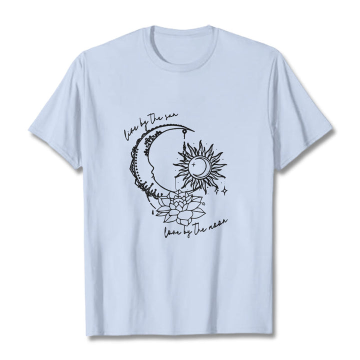 Buddha Stones、太陽、月、蓮の花柄Tシャツ - ライトシアン - 2XL - image 19