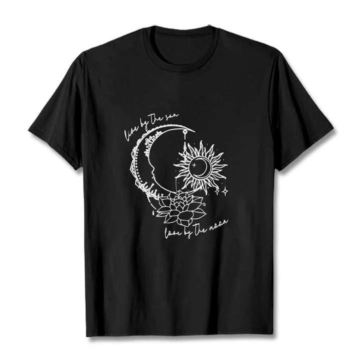 Buddha Stones、太陽、月、蓮の花柄Tシャツ - 黒 - 2XL - image 4