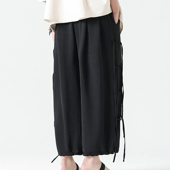 Buddha Stonesカジュアル ルーズ ストラップデザイン ウエストロープ メンズ 7-8丈 スパンデックスパンツ ポケット付き - image 5