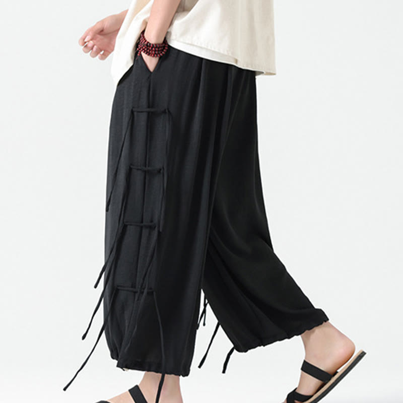 Buddha Stonesカジュアル ルーズ ストラップデザイン ウエストロープ メンズ 7-8丈 スパンデックスパンツ ポケット付き - image 11
