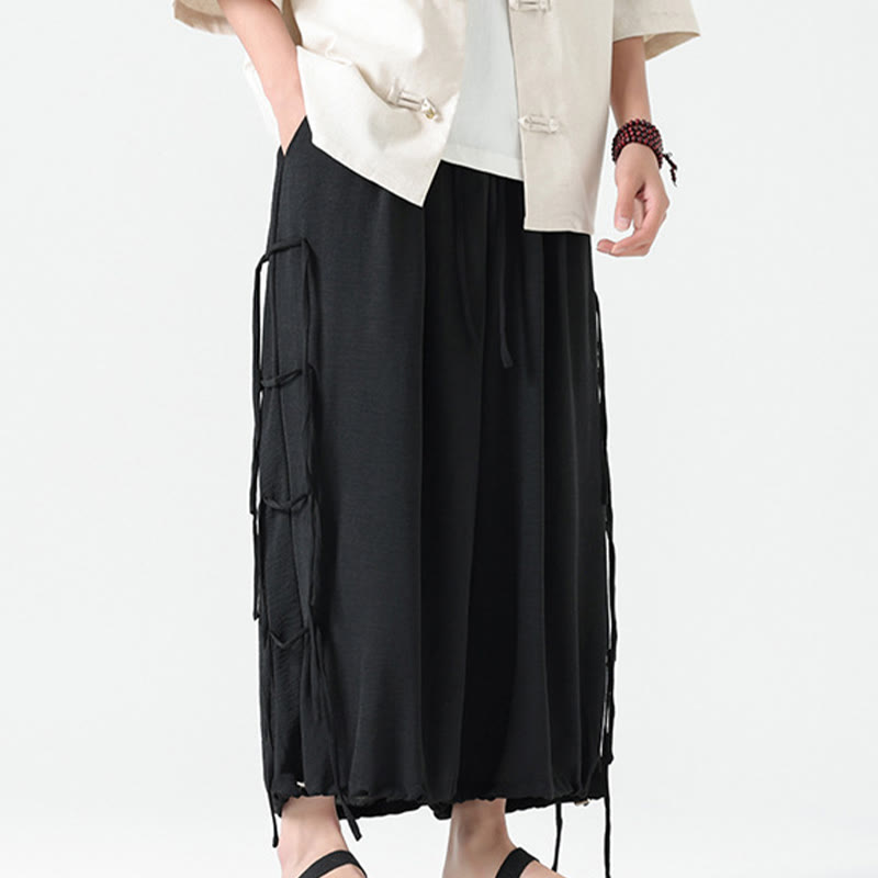 Buddha Stonesカジュアル ルーズ ストラップデザイン ウエストロープ メンズ 7-8丈 スパンデックスパンツ ポケット付き - image 10