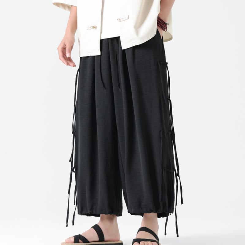Buddha Stonesカジュアル ルーズ ストラップデザイン ウエストロープ メンズ 7-8丈 スパンデックスパンツ ポケット付き - image 7