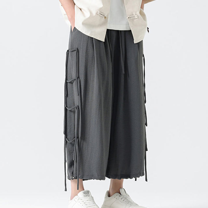 Buddha Stonesカジュアル ルーズ ストラップデザイン ウエストロープ メンズ 7-8丈 スパンデックスパンツ ポケット付き - image 17