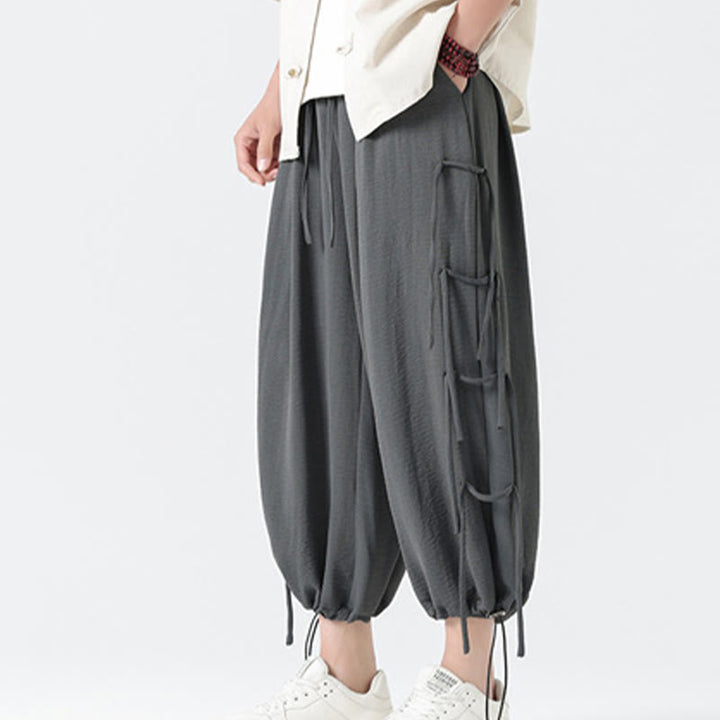 Buddha Stonesカジュアル ルーズ ストラップデザイン ウエストロープ メンズ 7-8丈 スパンデックスパンツ ポケット付き - image 19