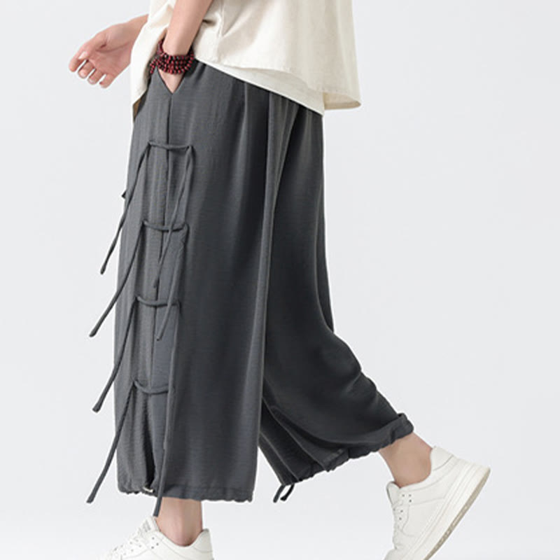 Buddha Stonesカジュアル ルーズ ストラップデザイン ウエストロープ メンズ 7-8丈 スパンデックスパンツ ポケット付き - image 16