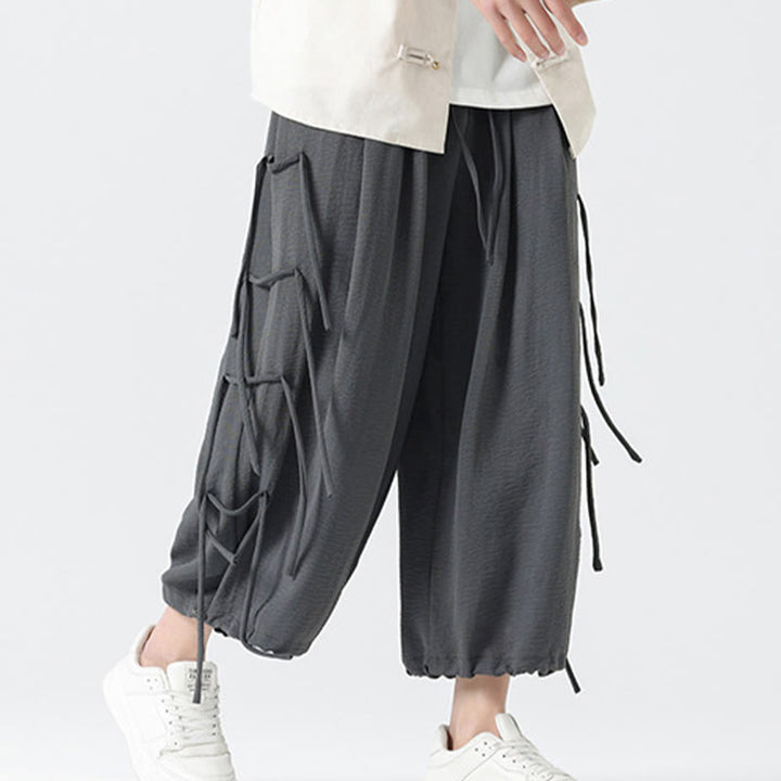 Buddha Stonesカジュアル ルーズ ストラップデザイン ウエストロープ メンズ 7-8丈 スパンデックスパンツ ポケット付き - image 21