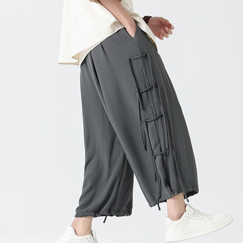 Buddha Stonesカジュアル ルーズ ストラップデザイン ウエストロープ メンズ 7-8丈 スパンデックスパンツ ポケット付き - image 20