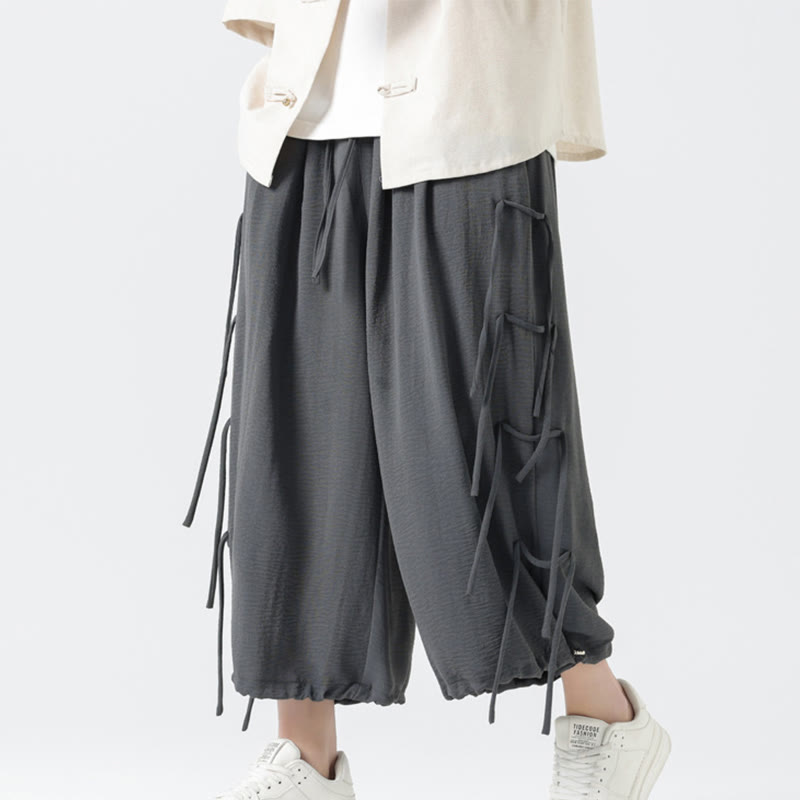 Buddha Stonesカジュアル ルーズ ストラップデザイン ウエストロープ メンズ 7-8丈 スパンデックスパンツ ポケット付き - image 22