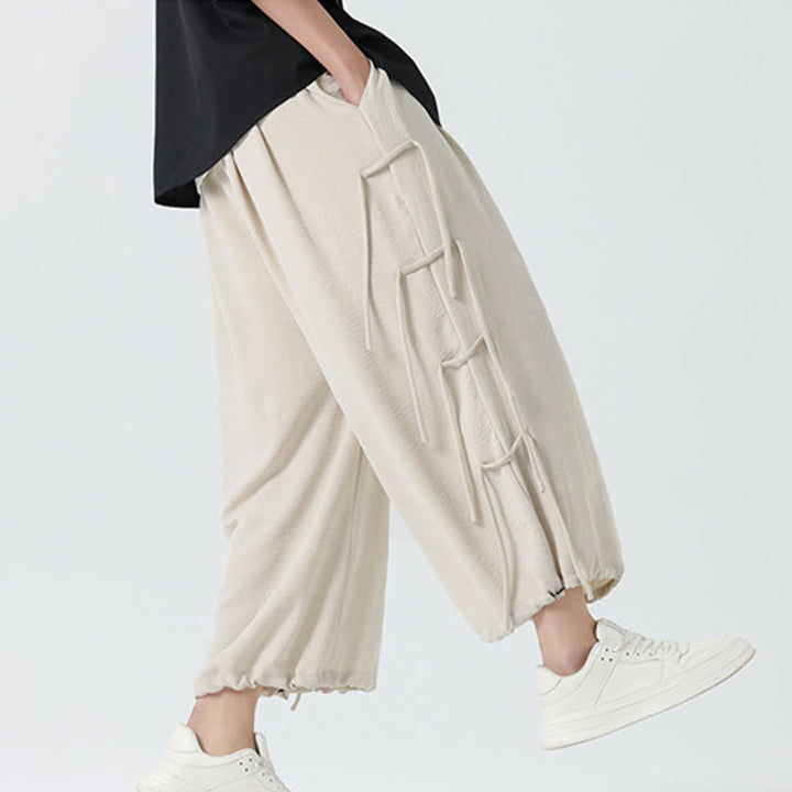Buddha Stonesカジュアル ルーズ ストラップデザイン ウエストロープ メンズ 7-8丈 スパンデックスパンツ ポケット付き - image 31