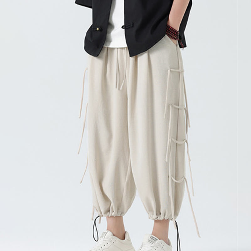 Buddha Stonesカジュアル ルーズ ストラップデザイン ウエストロープ メンズ 7-8丈 スパンデックスパンツ ポケット付き - image 26