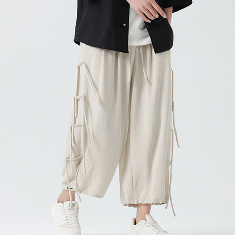 Buddha Stonesカジュアル ルーズ ストラップデザイン ウエストロープ メンズ 7-8丈 スパンデックスパンツ ポケット付き - image 29
