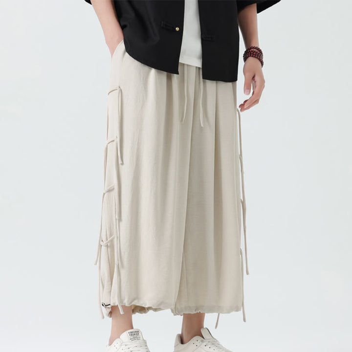 Buddha Stonesカジュアル ルーズ ストラップデザイン ウエストロープ メンズ 7-8丈 スパンデックスパンツ ポケット付き - image 30