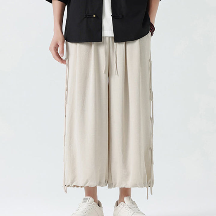 Buddha Stonesカジュアル ルーズ ストラップデザイン ウエストロープ メンズ 7-8丈 スパンデックスパンツ ポケット付き - image 27