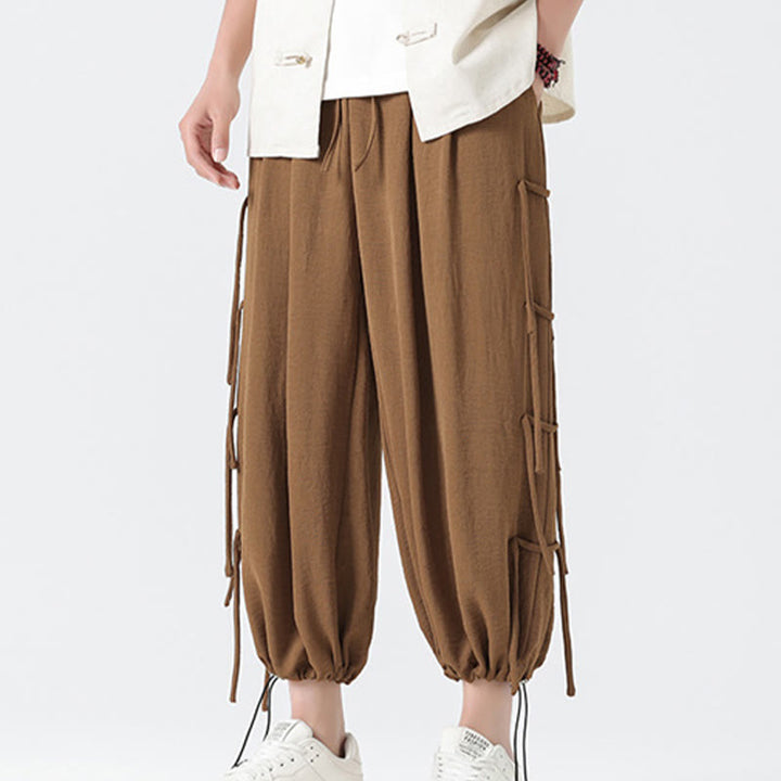 Buddha Stonesカジュアル ルーズ ストラップデザイン ウエストロープ メンズ 7-8丈 スパンデックスパンツ ポケット付き - image 38