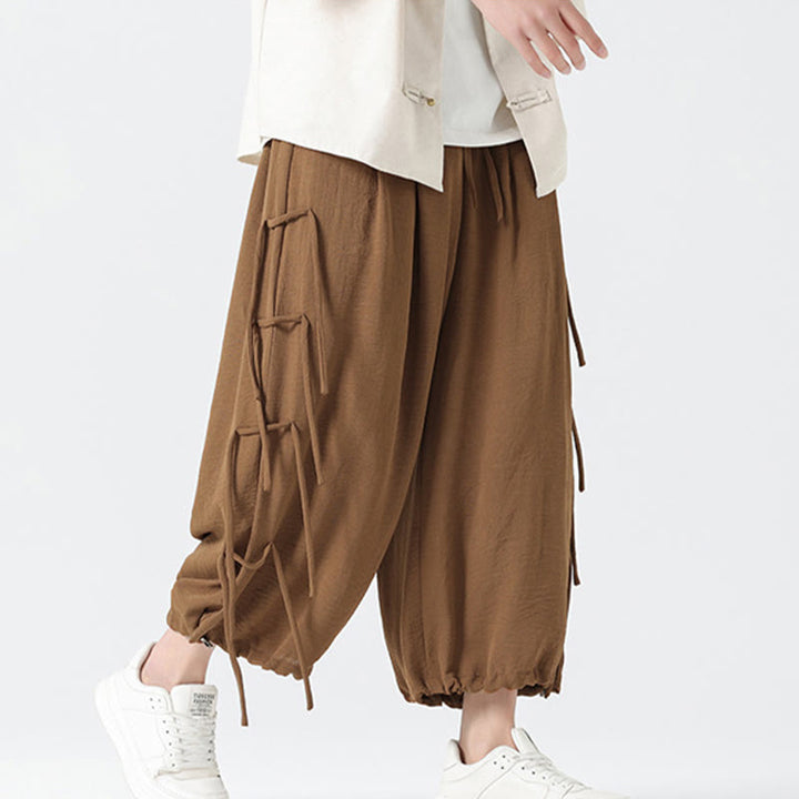 Buddha Stonesカジュアル ルーズ ストラップデザイン ウエストロープ メンズ 7-8丈 スパンデックスパンツ ポケット付き - image 37