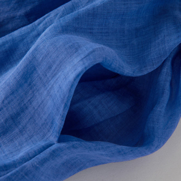 Buddha Stonesプレーン ドローストリング 七分袖 パフスリーブ コットンリネン ミディドレス ポケット付き - image 12