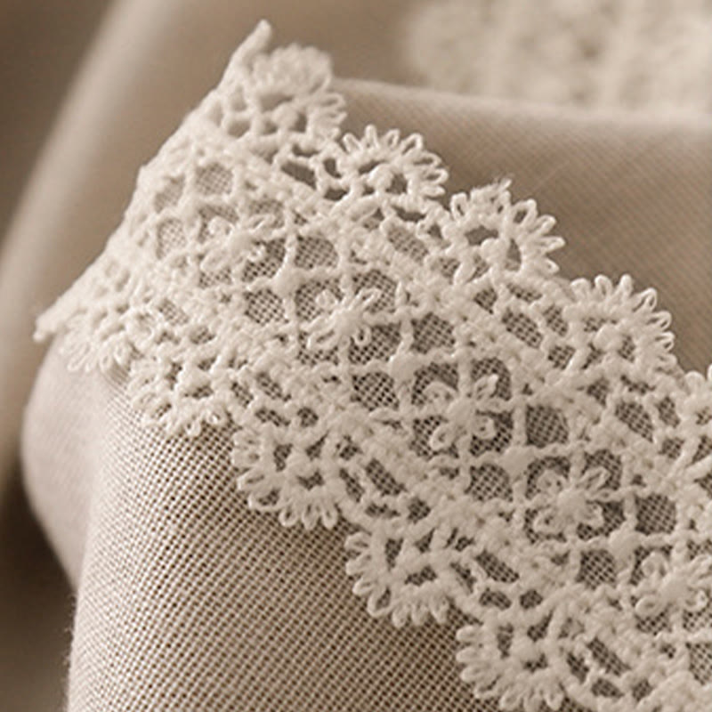 Buddha Stones無地 レースステッチ コットンリネン レディース ワイドレッグパンツ ポケット付き - image 9