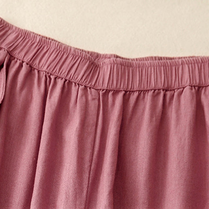 Buddha Stones無地 レースステッチ コットンリネン レディース ワイドレッグパンツ ポケット付き - image 17