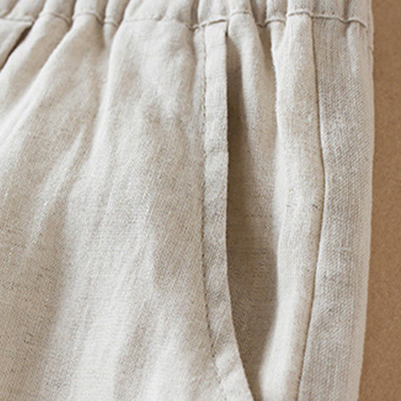 Buddha Stonesカラー糸7-8丈レディースハーレムコットンリネンパンツ（ポケット付き） - image 5