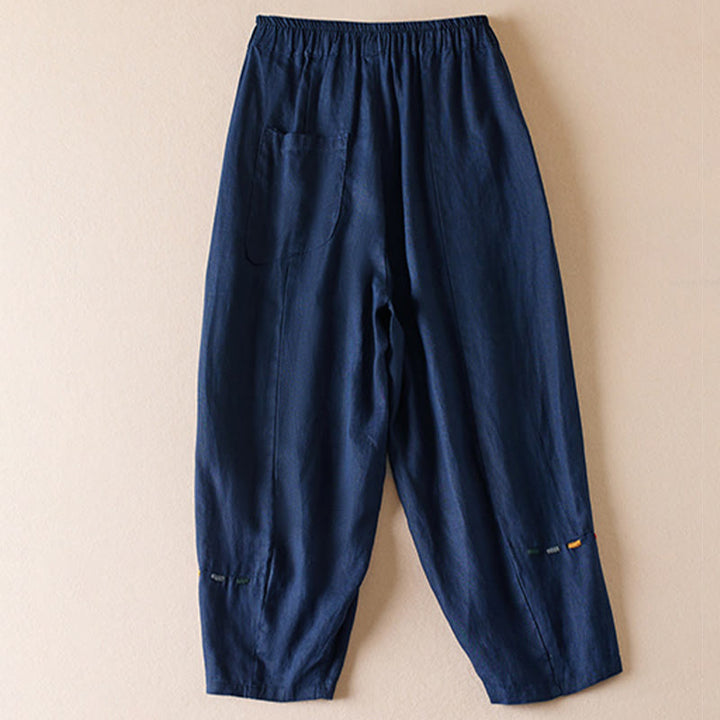 Buddha Stonesカラー糸7-8丈レディースハーレムコットンリネンパンツ（ポケット付き） - image 10