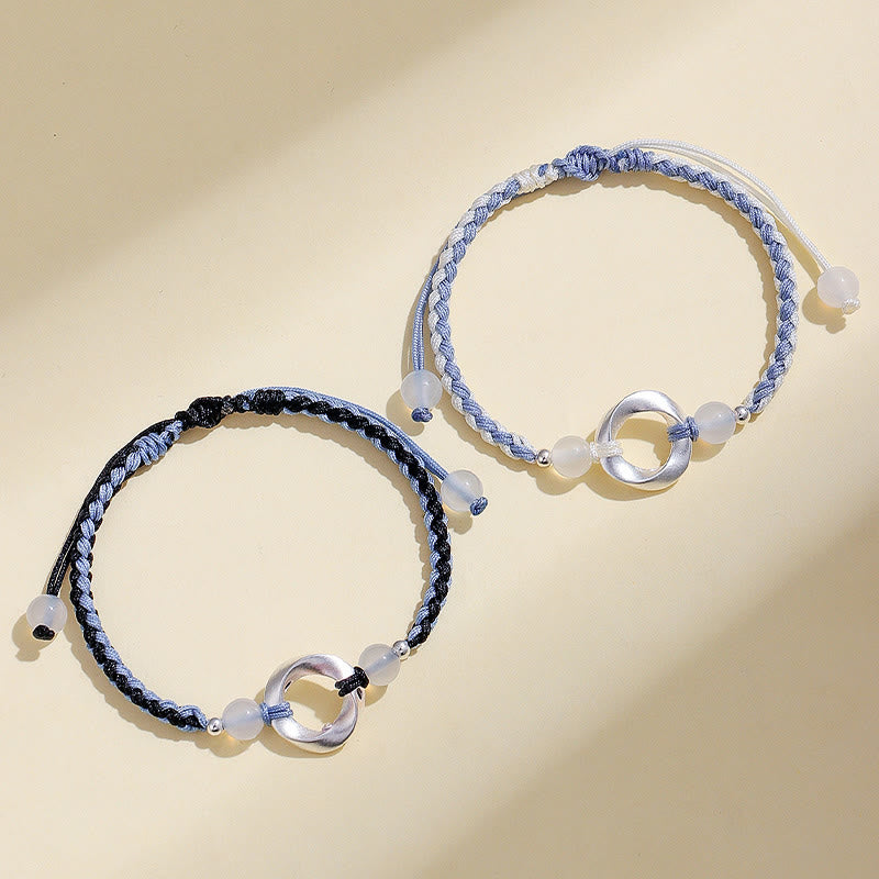 Buddha Stones 925スターリングシルバー メビウス ホワイトアゲートビーズ 編み込みストリング守護ブレスレット - image 9