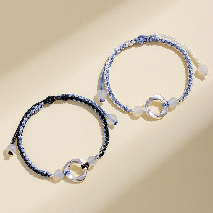 Buddha Stones 925スターリングシルバー メビウス ホワイトアゲートビーズ 編み込みストリング守護ブレスレット - image 9