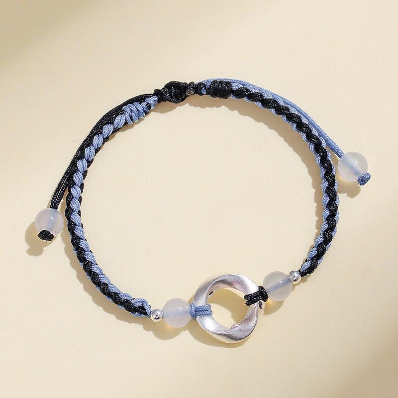 Buddha Stones 925スターリングシルバー メビウス ホワイトアゲートビーズ 編み込みストリング守護ブレスレット - image 7
