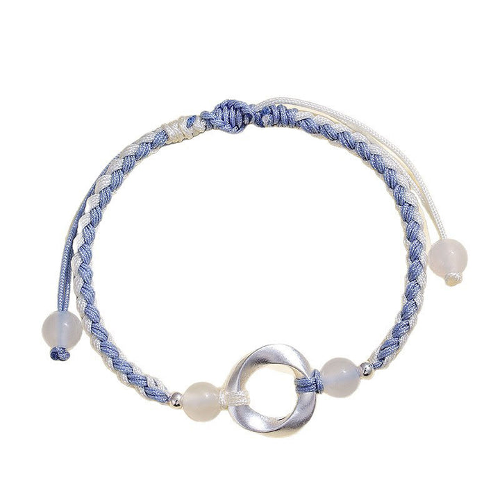 Buddha Stones 925スターリングシルバー メビウス ホワイトアゲートビーズ 編み込みストリング守護ブレスレット - image 3